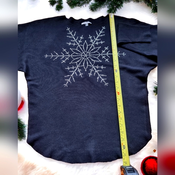 Vila Milano Dolman Sleeves Round Neck Embellished W/Rhinestones Black Sweater - Picture 7 of 8